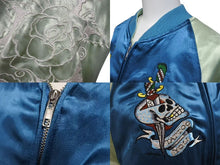 画像をギャラリービューアに読み込む, EdHardy エドハーディー ジャケット リバーシブルスカジャン ジャケット ネイビー グリーン レーヨン サイズM 美品 中古 4b000515