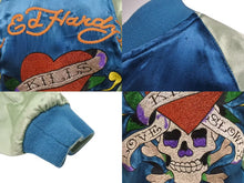 画像をギャラリービューアに読み込む, EdHardy エドハーディー ジャケット リバーシブルスカジャン ジャケット ネイビー グリーン レーヨン サイズM 美品 中古 4b000515