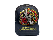 Load image into Gallery viewer, Ed Hardy エド ハーディー 刺繍メッシュキャップ 帽子 タイガー 虎 コットン ポリエステル ブラック イエロー 美品 中古 4b000517