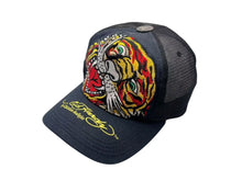 Load image into Gallery viewer, Ed Hardy エド ハーディー 刺繍メッシュキャップ 帽子 タイガー 虎 コットン ポリエステル ブラック イエロー 美品 中古 4b000517