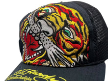 Load image into Gallery viewer, Ed Hardy エド ハーディー 刺繍メッシュキャップ 帽子 タイガー 虎 コットン ポリエステル ブラック イエロー 美品 中古 4b000517