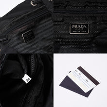 画像をギャラリービューアに読み込む, 極美品 PRADA プラダ 三角ロゴ リュックサック 1BZ811 ブラック ナイロン レザー シルバー金具 中古 4a000052