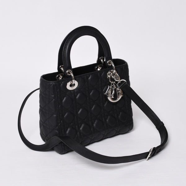Very good condition Christian Dior Lady Dior Cannage Medium 2WAY M0565PWRT_M900 Black Used 4a000050