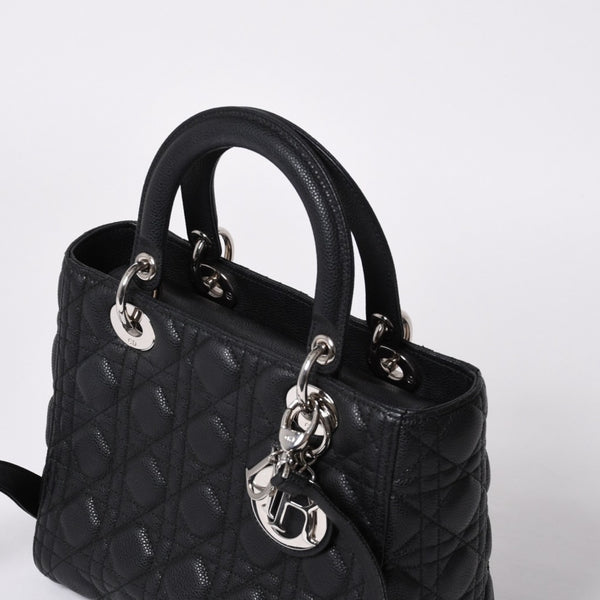 Very good condition Christian Dior Lady Dior Cannage Medium 2WAY M0565PWRT_M900 Black Used 4a000050
