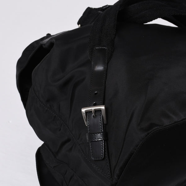 極美品 PRADA プラダ 三角ロゴ リュックサック 1BZ811 ブラック ナイロン レザー シルバー金具 中古 4a000052