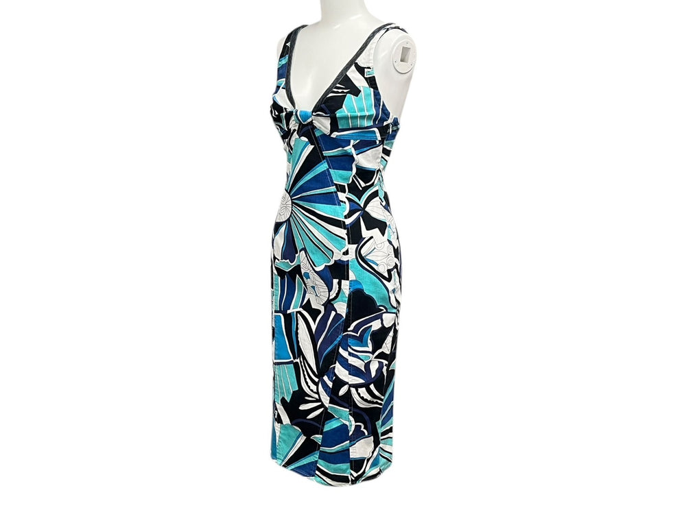 DOLCE&GABBANA Dolce &amp; Gabbana denim dress, blue, white, black, cotton, size 24/38, excellent condition, pre-owned, item number 4b000532