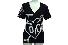 Load image into Gallery viewer, Christian Dior クリスチャンディオール 半袖VネックＴシャツ 4A16155957 ブラックホワイト コットン 良品 中古 4b000534