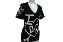 Load image into Gallery viewer, Christian Dior クリスチャンディオール 半袖VネックＴシャツ 4A16155957 ブラックホワイト コットン 良品 中古 4b000534