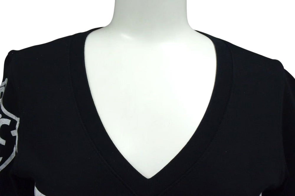 Christian Dior クリスチャンディオール 半袖VネックＴシャツ 4A16155957 ブラックホワイト コットン 良品 中古 4b000534