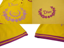 Load image into Gallery viewer, Christian Dior クリスチャンディオール 花刺繍 ロゴ ポロシャツ イエロー レッド コットン サイズ40 4A16155900 美品 中古 4b000536