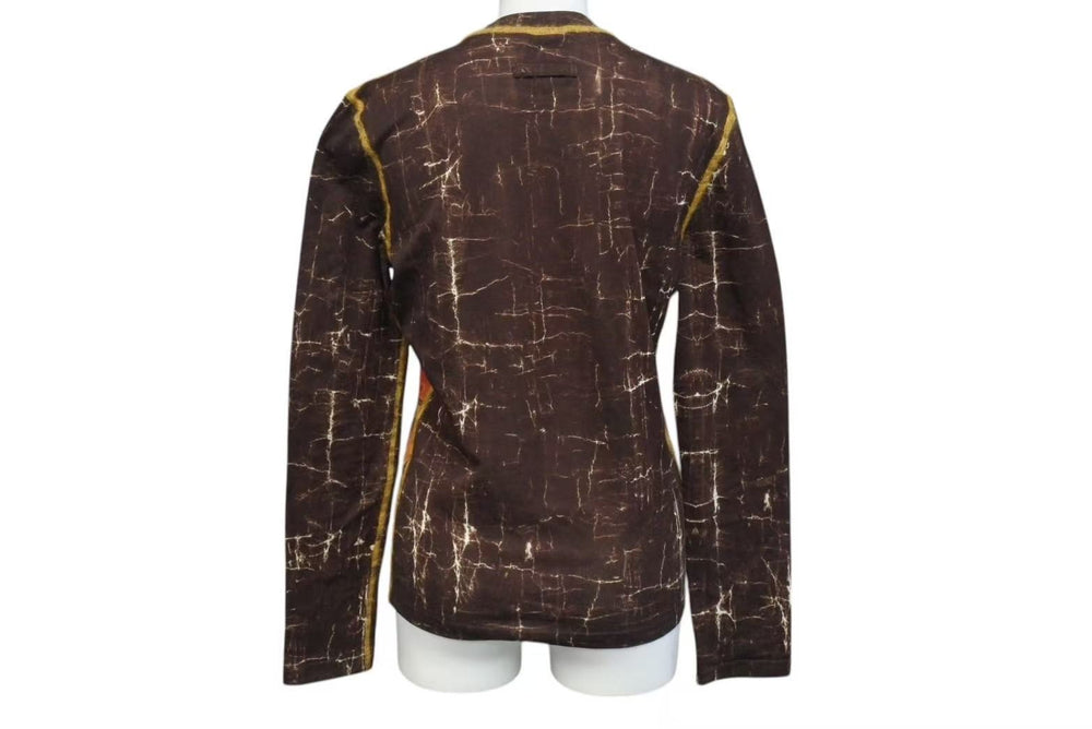 JEAN PAUL GAULTIER CLASSIQUE Jean Paul Gaultier Powernet Sheer Tops 12 Constellation Print Pattern Size 48 Brown Good Condition Used 4b000538