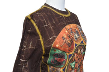 画像をギャラリービューアに読み込む, JEAN PAUL GAULTIER CLASSIQUE ジャンポールゴルチエ パワーネット シアートップス 12星座プリント柄 サイズ48 ブラウン 美品 中古 4b000538