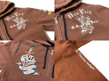 Load image into Gallery viewer, Ed Hardy エドハーディー グラフィックデザイン パーカージップアップ Y2K ブラウン サイズL 美品 4b000544