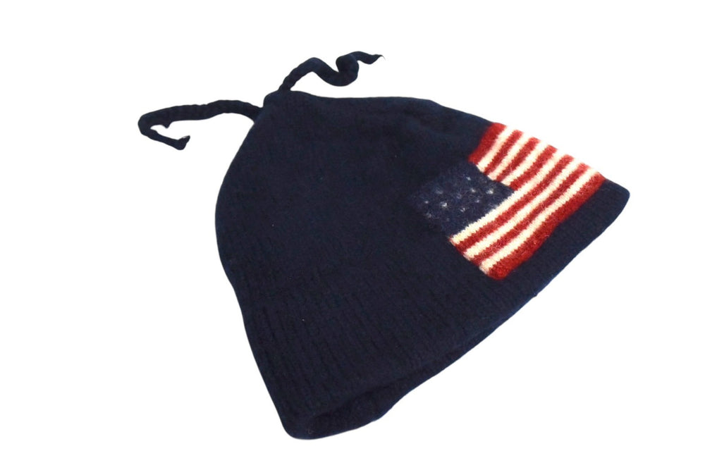 Very Good Condition POLO RALPH LAUREN SPORT Polo Ralph Lauren Sports Knit Hat American Flag Wool Acrylic Navy ONESIZE Used 4b000552