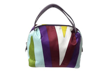 Load image into Gallery viewer, EMILIO PUCCI エミリオプッチ ミニハンドバッグ 2004年 秋冬 ナイロン レザー パープル マルチカラー シルバー金具 美品 中古 4b000565