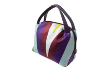 Load image into Gallery viewer, EMILIO PUCCI エミリオプッチ ミニハンドバッグ 2004年 秋冬 ナイロン レザー パープル マルチカラー シルバー金具 美品 中古 4b000565