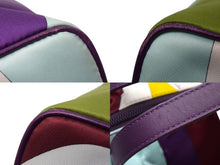 Load image into Gallery viewer, EMILIO PUCCI エミリオプッチ ミニハンドバッグ 2004年 秋冬 ナイロン レザー パープル マルチカラー シルバー金具 美品 中古 4b000565