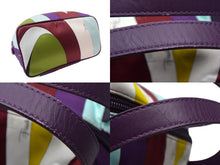 Load image into Gallery viewer, EMILIO PUCCI エミリオプッチ ミニハンドバッグ 2004年 秋冬 ナイロン レザー パープル マルチカラー シルバー金具 美品 中古 4b000565