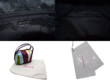 Load image into Gallery viewer, EMILIO PUCCI エミリオプッチ ミニハンドバッグ 2004年 秋冬 ナイロン レザー パープル マルチカラー シルバー金具 美品 中古 4b000565