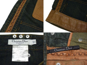 CHRISTIAN DIOR クリスチャンディオール デニムスカート 6E12033020 ブルー ブラウン サイズ34 美品 中古 4b000566