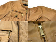 Load image into Gallery viewer, DSQUARED2 ディースクエアード レザージャケット ブルゾン ラムレザー ブラウン ゴールド金具 サイズ40 美品 中古 4b000568 正規品