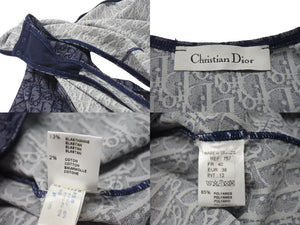 CHRISTIAN DIOR クリスチャンディオール ボディスーツ 水着 ハイレグ 半袖 トロッター オブリーク モノグラム ネイビー 美品 中古 4b000573