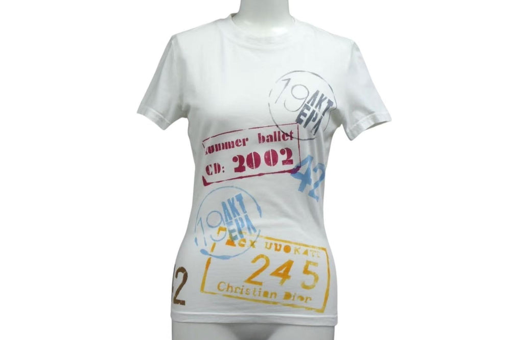 Christian Dior Cotton Graphic 2A12155026 Multicolor Short Sleeve T-shirt Size 38 Good Condition Used 4b000580