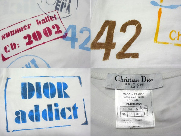 Christian Dior クリスチャンディオール コットン グラフィック 2A12155026 マルチカラー 半袖Tシャツ サイズ38 美品 中古 4b000580