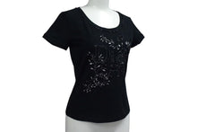 画像をギャラリービューアに読み込む, 極美品 ChristianDior クリスチャンディオール ロゴ×ビーズ Tシャツ トップス コットン 5P16155973 ブラック サイズ40 中古 4b000581