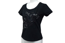 画像をギャラリービューアに読み込む, 極美品 ChristianDior クリスチャンディオール ロゴ×ビーズ Tシャツ トップス コットン 5P16155973 ブラック サイズ40 中古 4b000581