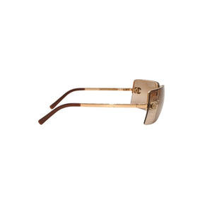 CHANEL Half Rim Sunglasses Eyewear 4092-B c.125/13 Size 62□15 120 Coco Mark Rhinestone Brown Good Condition Used 4a000606