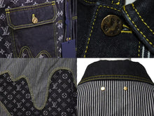 画像をギャラリービューアに読み込む, 新品同様 LOUIS VUITTON NIGO ルイヴィトン ニゴ 22SS モノグラムクレイジー デニムジャケット 1A9K67 ブラック サイズ54 中古 4b000640