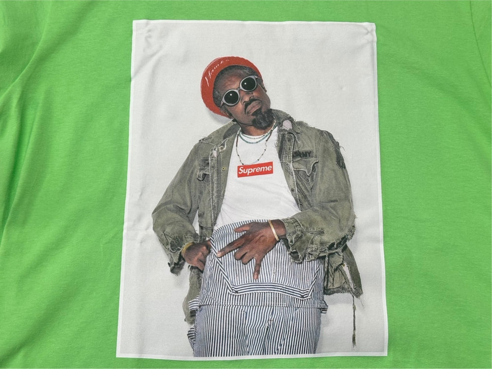 新品未使用 SUPREME シュプリーム 22AW Andre 3000 Tee アンドレ 3000 フォトプリント 半袖Tシャツ グリーン サイズL 中古 4b000648