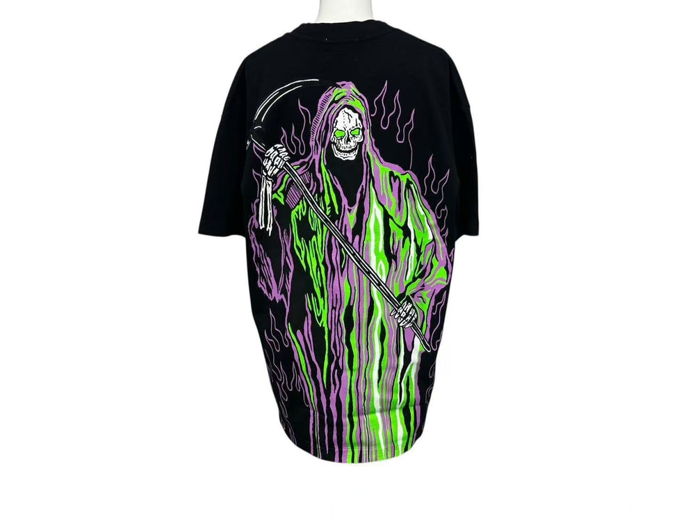 New and unused WARREN LOTAS Grant Neon Reaper T-shirt Cut and Sewn Black Purple Green S Used 4b000662