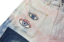 Load image into Gallery viewer, 新品未使用 KAPITAL キャピタル 14ozデニム タイダイバギーフレアパンツ リメイク加工 インディゴ ピンク コットン サイズ34 中古 4b000694