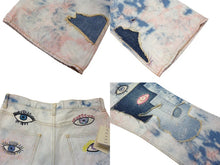 Load image into Gallery viewer, 新品未使用 KAPITAL キャピタル 14ozデニム タイダイバギーフレアパンツ リメイク加工 インディゴ ピンク コットン サイズ34 中古 4b000694