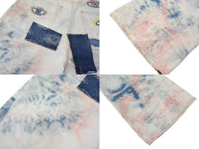 Load image into Gallery viewer, 新品未使用 KAPITAL キャピタル 14ozデニム タイダイバギーフレアパンツ リメイク加工 インディゴ ピンク コットン サイズ34 中古 4b000694