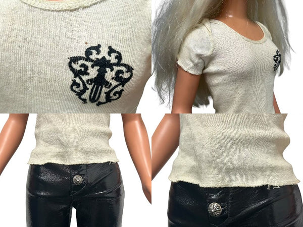 CHROME HEARTS MY SIZE BARBIE W/ BLACK LEATHER PANTS My Size Barbie Black Leather Pants Doll Figure Good Condition Used 4b000714