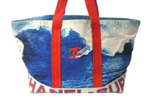 Load image into Gallery viewer, CHANEL シャネル サーフライン ラージ トートバッグ ショルダーバッグ ７番台 ココマーク キャンバス ブルー ホワイト レッド 良品 中古 4b000738
