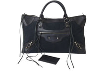 画像をギャラリービューアに読み込む, BALENCIAGA バレンシアガ ザ ワーク ハンドバッグ 132110 キャンバス レザー ブラック シルバー金具 美品 中古 4b000743