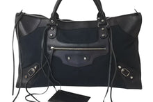 画像をギャラリービューアに読み込む, BALENCIAGA バレンシアガ ザ ワーク ハンドバッグ 132110 キャンバス レザー ブラック シルバー金具 美品 中古 4b000743
