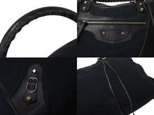 画像をギャラリービューアに読み込む, BALENCIAGA バレンシアガ ザ ワーク ハンドバッグ 132110 キャンバス レザー ブラック シルバー金具 美品 中古 4b000743