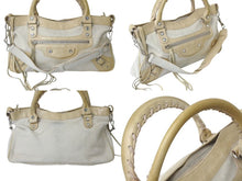 画像をギャラリービューアに読み込む, BALENCIAGA バレンシアガ ザ ファースト 2WAYハンドバッグ 103208 ハラコ レザー ラインストーン アイボリー 良品 中古 4b000744