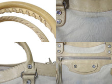 画像をギャラリービューアに読み込む, BALENCIAGA バレンシアガ ザ ファースト 2WAYハンドバッグ 103208 ハラコ レザー ラインストーン アイボリー 良品 中古 4b000744