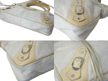 画像をギャラリービューアに読み込む, BALENCIAGA バレンシアガ ザ ファースト 2WAYハンドバッグ 103208 ハラコ レザー ラインストーン アイボリー 良品 中古 4b000744
