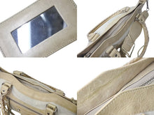 画像をギャラリービューアに読み込む, BALENCIAGA バレンシアガ ザ ファースト 2WAYハンドバッグ 103208 ハラコ レザー ラインストーン アイボリー 良品 中古 4b000744