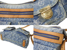 画像をギャラリービューアに読み込む, LOUIS VUITTON ルイヴィトン バギーPM ショルダーバッグ M95049 モノグラムデニム ヌメ革 ブルー ゴールド 美品 中古 4b000752