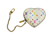 画像をギャラリービューアに読み込む, LOUIS VUITTON ルイヴィトン 村上隆 コインケース M60040 ポルトモネ クール ハート モノグラムマルチ ホワイト 美品 中古 4b000762
