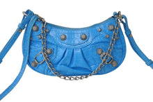 画像をギャラリービューアに読み込む, BALENCIAGA バレンシアガ Le Cagole Mini ミニ ショルダーバッグ ラインストーン ブルー カーフスキン 美品 中古 4b000775