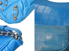 画像をギャラリービューアに読み込む, BALENCIAGA バレンシアガ Le Cagole Mini ミニ ショルダーバッグ ラインストーン ブルー カーフスキン 美品 中古 4b000775
